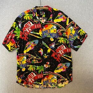 Vintage Jams World Hawaiian Shirt Mens XXL Planet Hollywood Loud AOP Rayon USA
